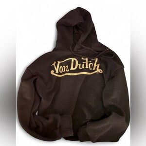Von Dutch black and gold cropped hoodie